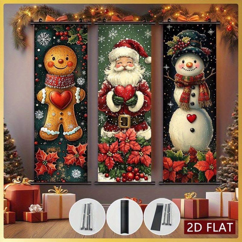 Wall Scroll Tapestry - Tapeçaria de Natal VIKAMA, Decoração de