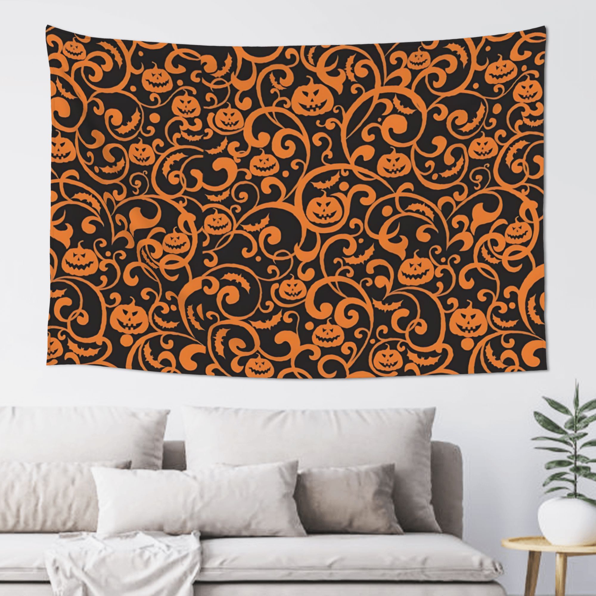 Wall Scroll Tapestry - Tapeçaria Personalizada com Padrão de Abóbora
