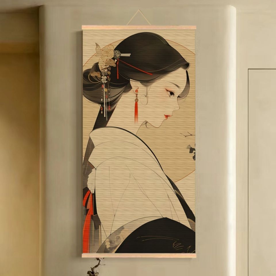 Wall Scroll Tapestry - Tapeçaria de rolagem de bambu artesanal,