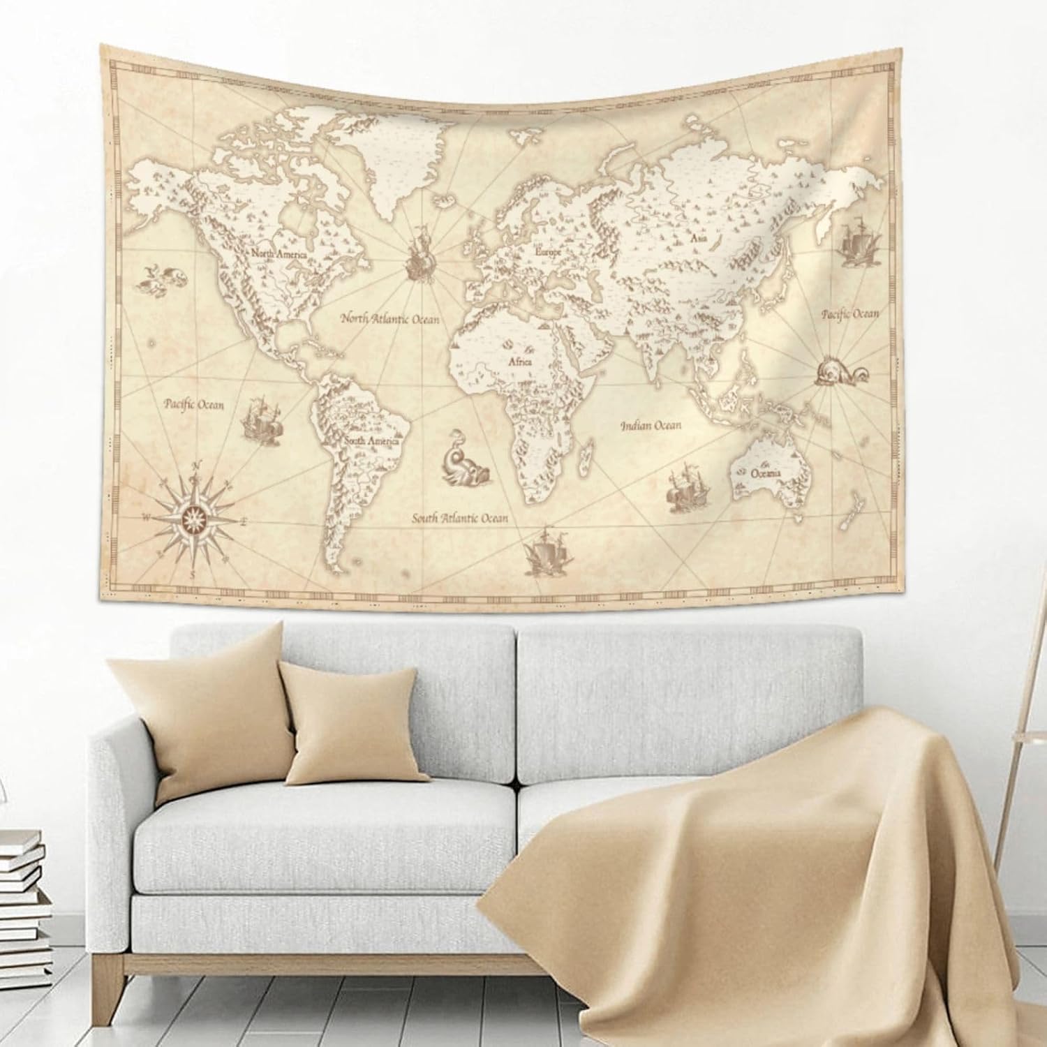 Tapeçaria de Mapa Mundial Vint - Wall Scroll Tapestry avaliação e preço